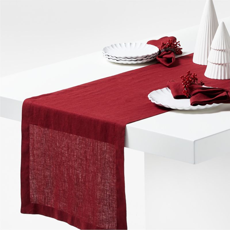 Marin Garnet Red EUROPEAN FLAX -Certified Linen Table Runner