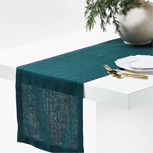 Marin Spruce Green EUROPEAN FLAX ™-Certified Linen Table Runner