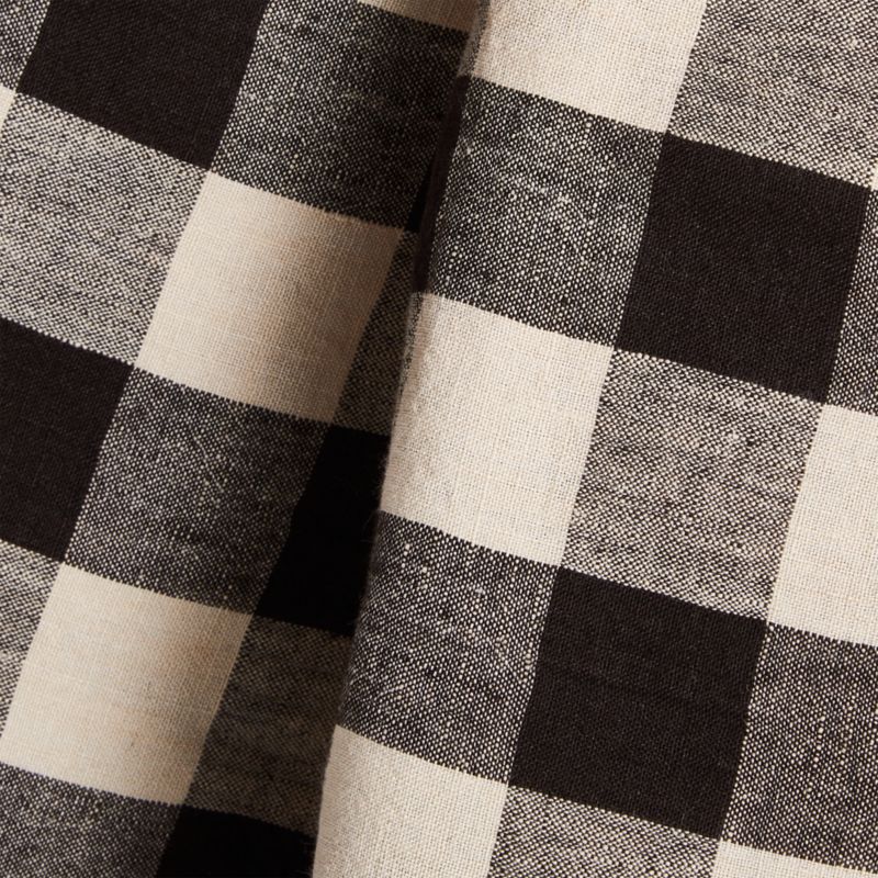 Marin Black and Natural EUROPEAN FLAX ™-Certified Linen Buffalo Check Oversized Tablecloth