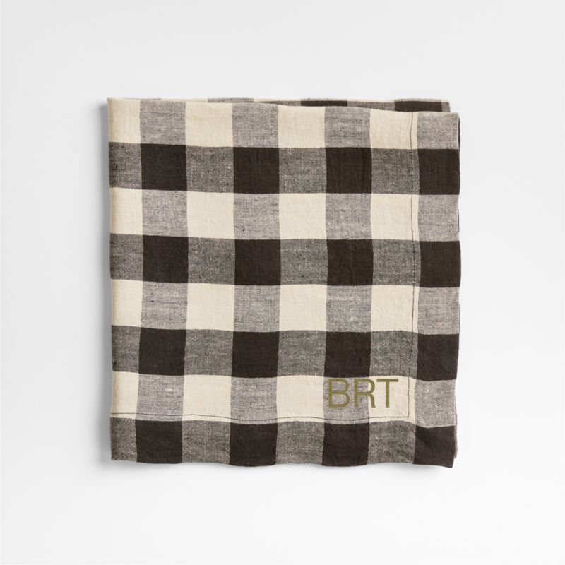 Marin Black and Natural EUROPEAN FLAX ™-Certified Linen Buffalo Check Napkin - image 3 of 6