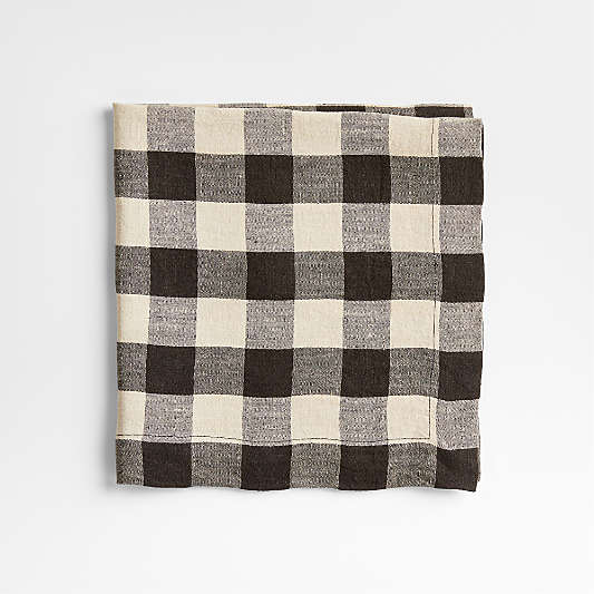 Marin Black and Natural EUROPEAN FLAX ™-Certified Linen Buffalo Check Napkin