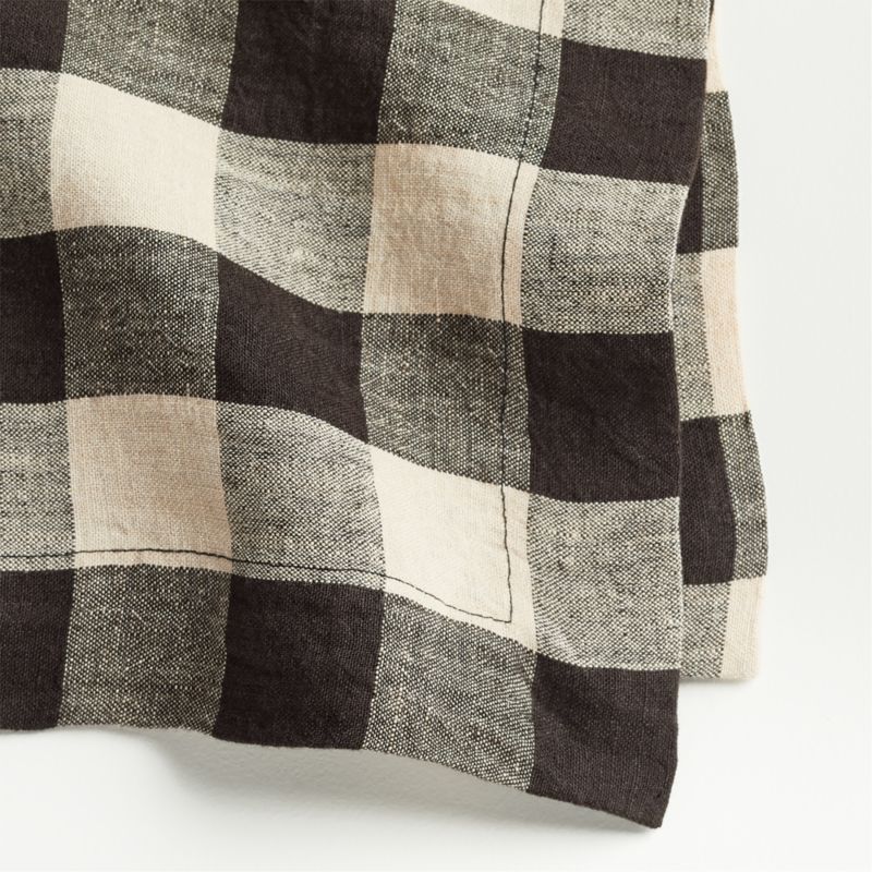 Marin Black and Natural EUROPEAN FLAX ™-Certified Linen Buffalo Check Napkin - image 2 of 6