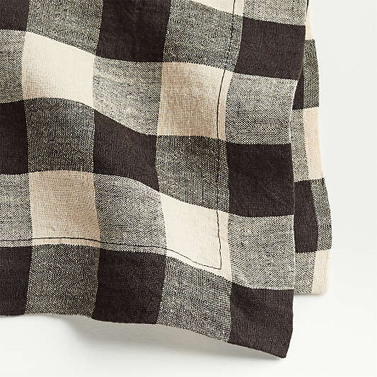 Marin Black and Natural EUROPEAN FLAX ™-Certified Linen Buffalo Check Napkin