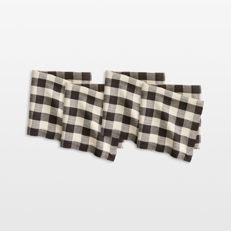 Marin Black and Natural EUROPEAN FLAX ™-Certified Linen Buffalo Check Napkin, Set of 4 - image 0 of 6