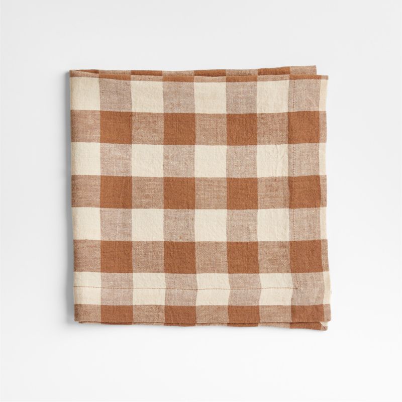 Marin Walnut Brown EUROPEAN FLAX ™-Certified Linen Buffalo Check Napkin - image 2 of 7