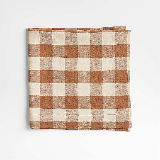 Marin Walnut Brown EUROPEAN FLAX ™-Certified Linen Buffalo Check Napkin