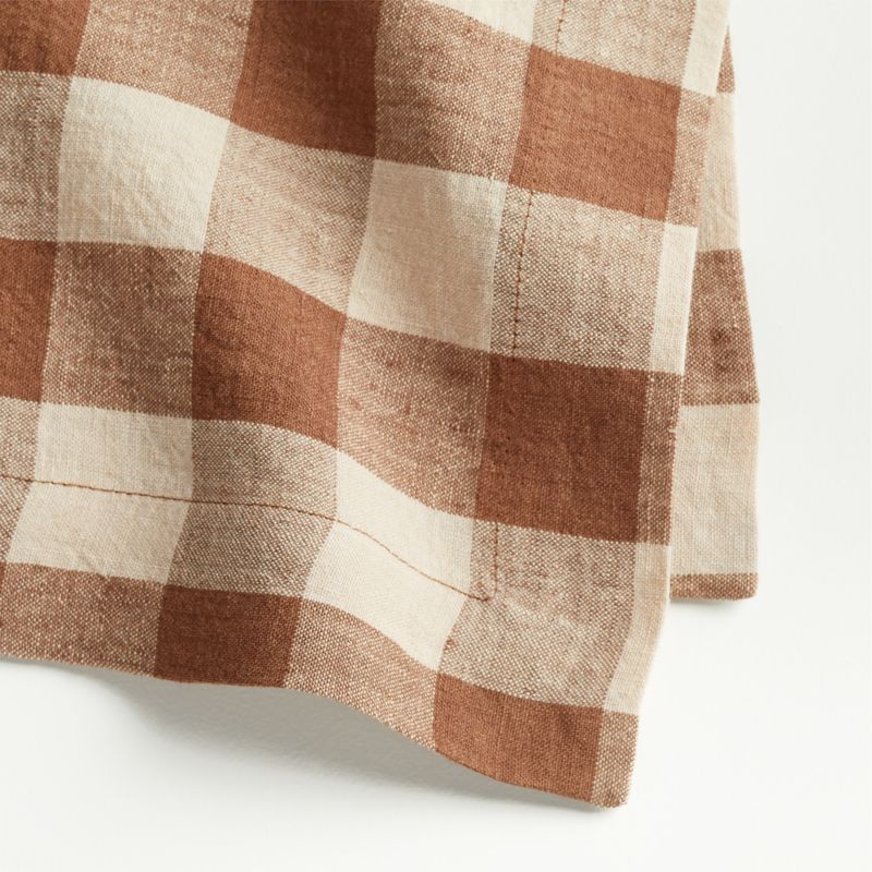 Marin Walnut Brown EUROPEAN FLAX -Certified Linen Buffalo Check Napkin +  Reviews | Crate & Barrel