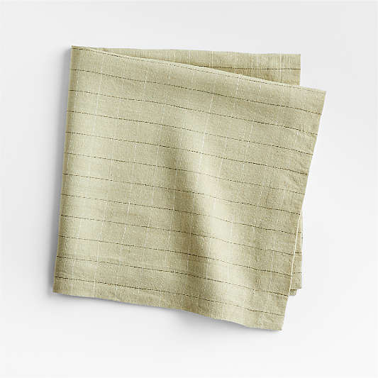 Marin Green European Flax ™-Certified Linen Windowpane Napkin