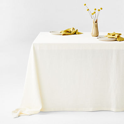 View Marin Arctic Ivory EUROPEAN FLAX ™-Certified Linen Oversized Tablecloth details