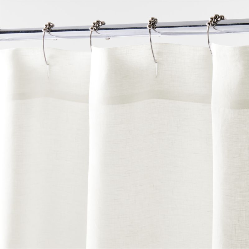 Crisp White EUROPEAN FLAX ™-Certified Linen Shower Curtain - image 2 of 3