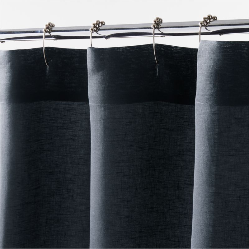 Midnight Navy Blue EUROPEAN FLAX ™-Certified Linen Shower Curtain - image 2 of 3