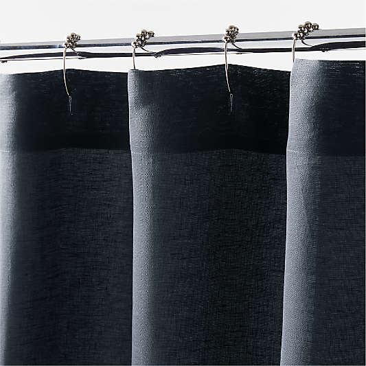 Midnight Navy Blue EUROPEAN FLAX ™-Certified Linen Shower Curtain