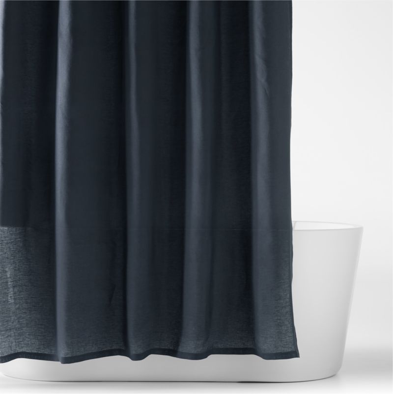 Midnight Navy Blue EUROPEAN FLAX ™-Certified Linen Shower Curtain