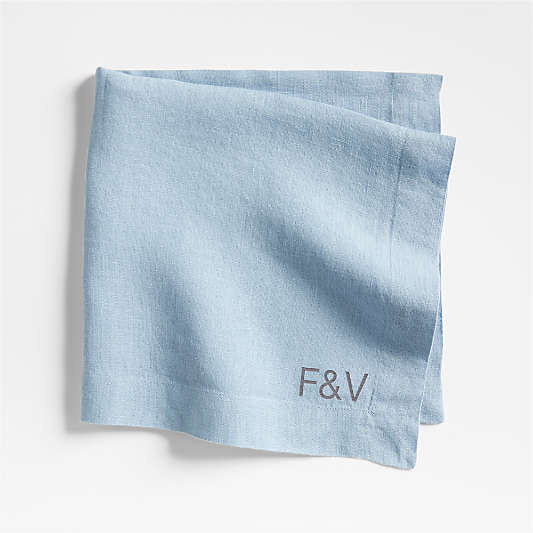 Marin Light Blue European Linen Napkins, Set of 8