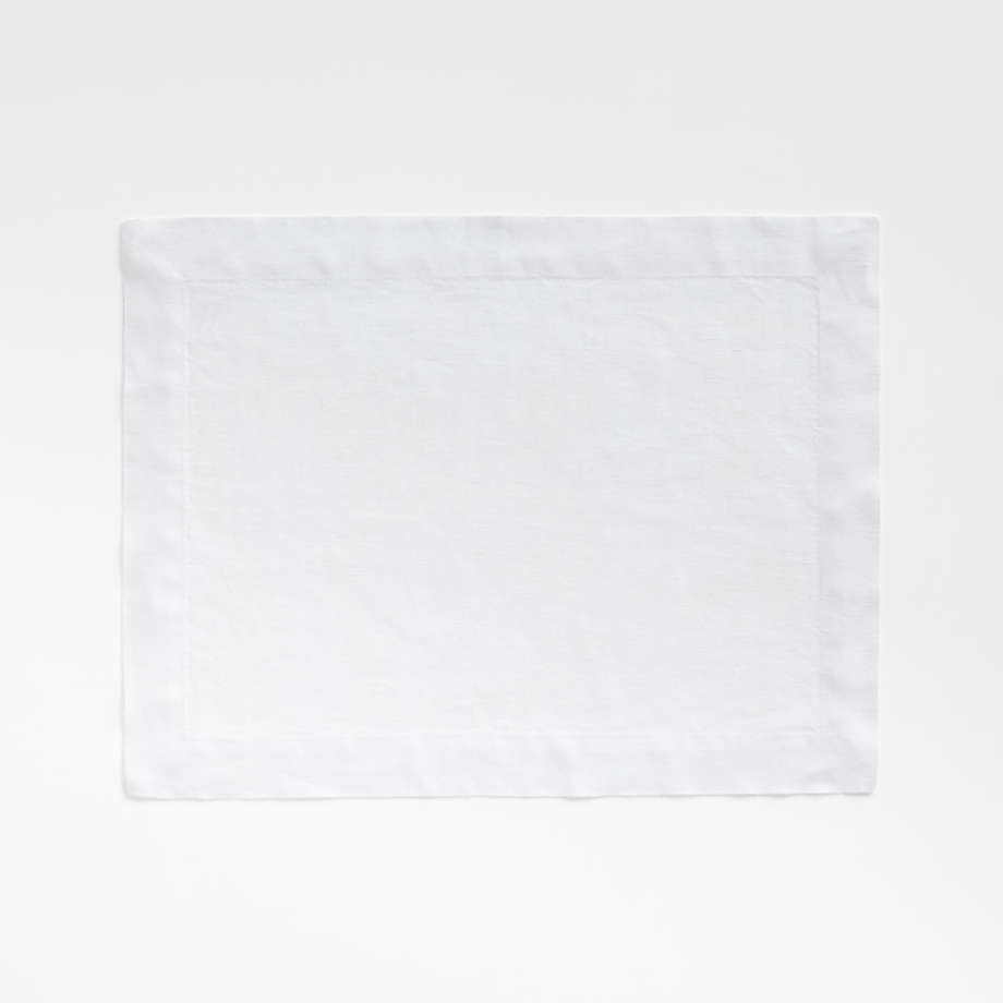 Marin White European Flax -Certified Linen Placemat + Reviews | Crate & Barrel