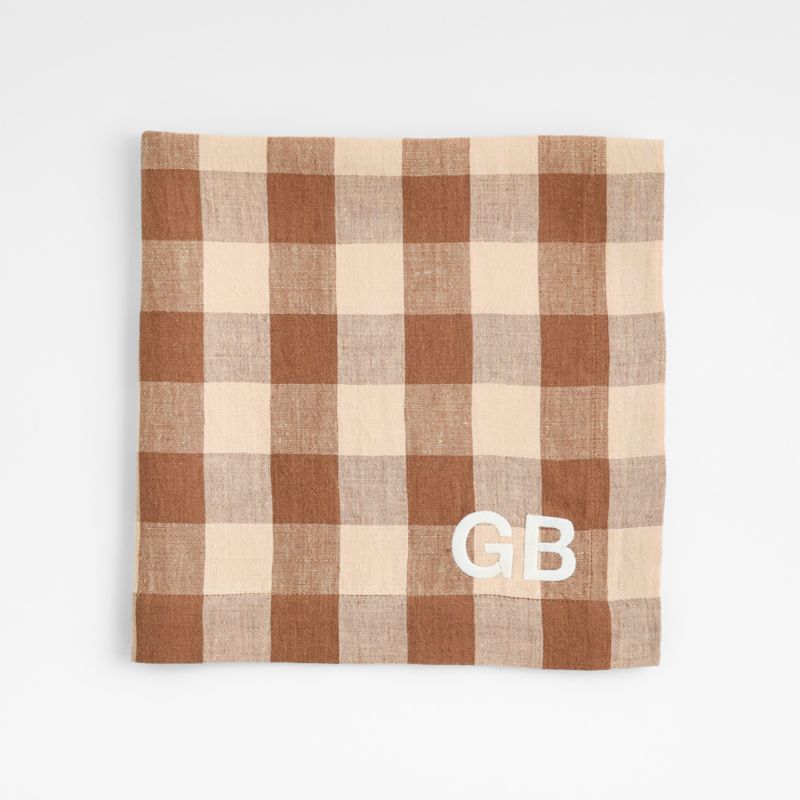 Marin Walnut Brown EUROPEAN FLAX -Certified Linen Buffalo Check Napkin +  Reviews | Crate & Barrel