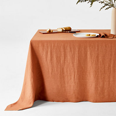 View Marin Almond Brown Oversized EUROPEAN FLAX ™-Certified Linen Tablecloth details