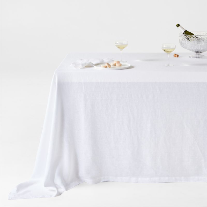 Marin White Oversized European Flax ®-Certified Linen Tablecloth