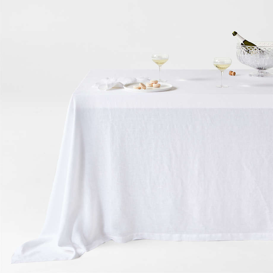 Marin White Oversized European Flax ®-Certified Linen Tablecloth