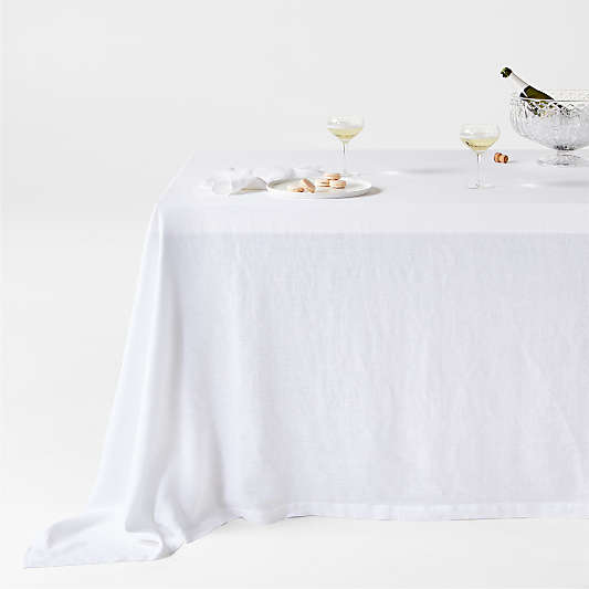 Marin White Oversized EUROPEAN FLAX ™-Certified Linen Tablecloth