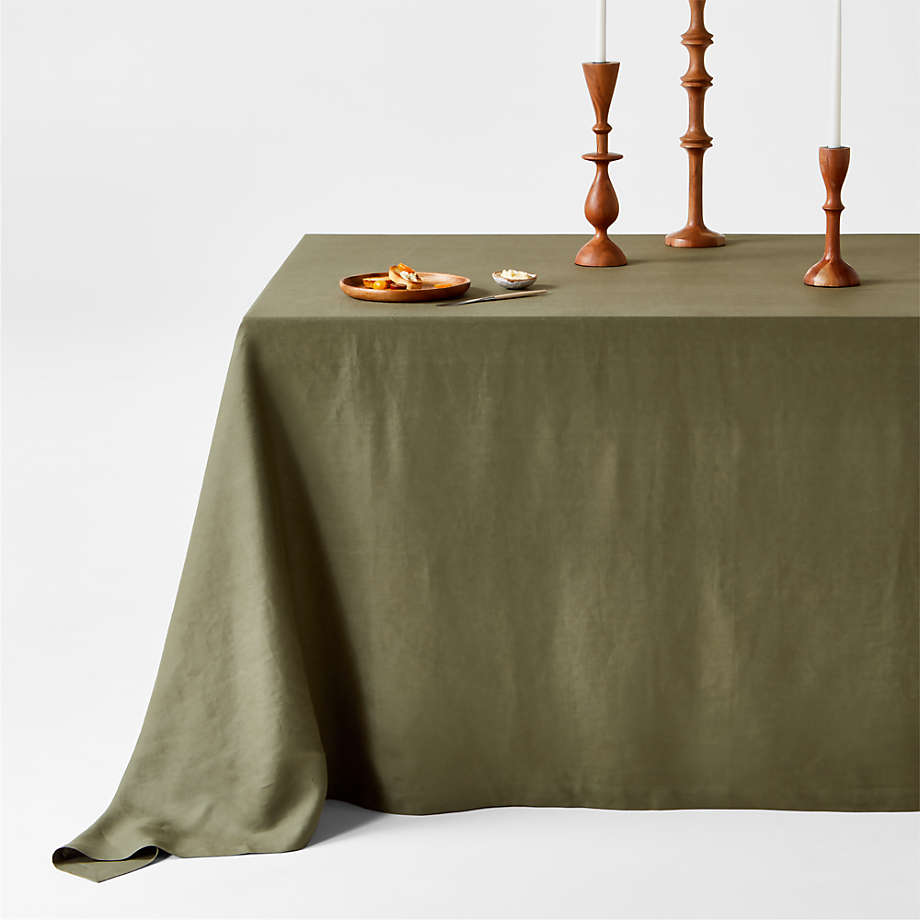 Marin Desert Green Oversized European Flax Certified Linen Tablecloth