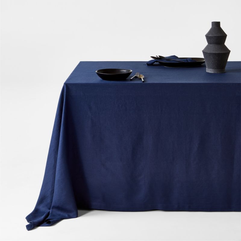 Marin Deep Indigo Oversized European Flax ®-Certified Linen Tablecloth