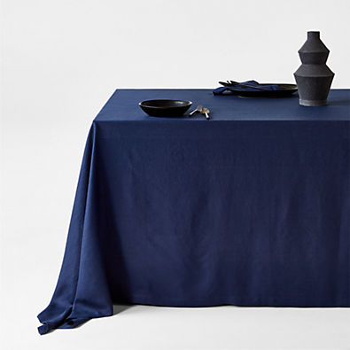 View Marin Deep Indigo Oversized EUROPEAN FLAX ™-Certified Linen Tablecloth details