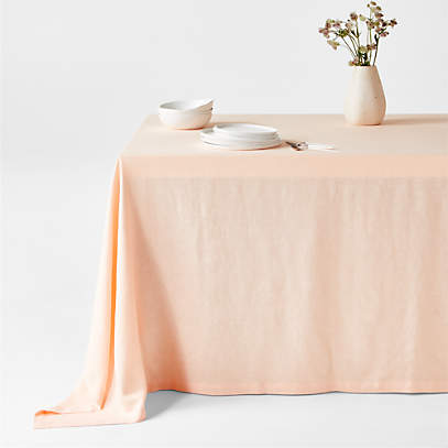 Marin Elegant Pink Oversized European Flax Certified Linen Tablecloth Reviews Crate Barrel