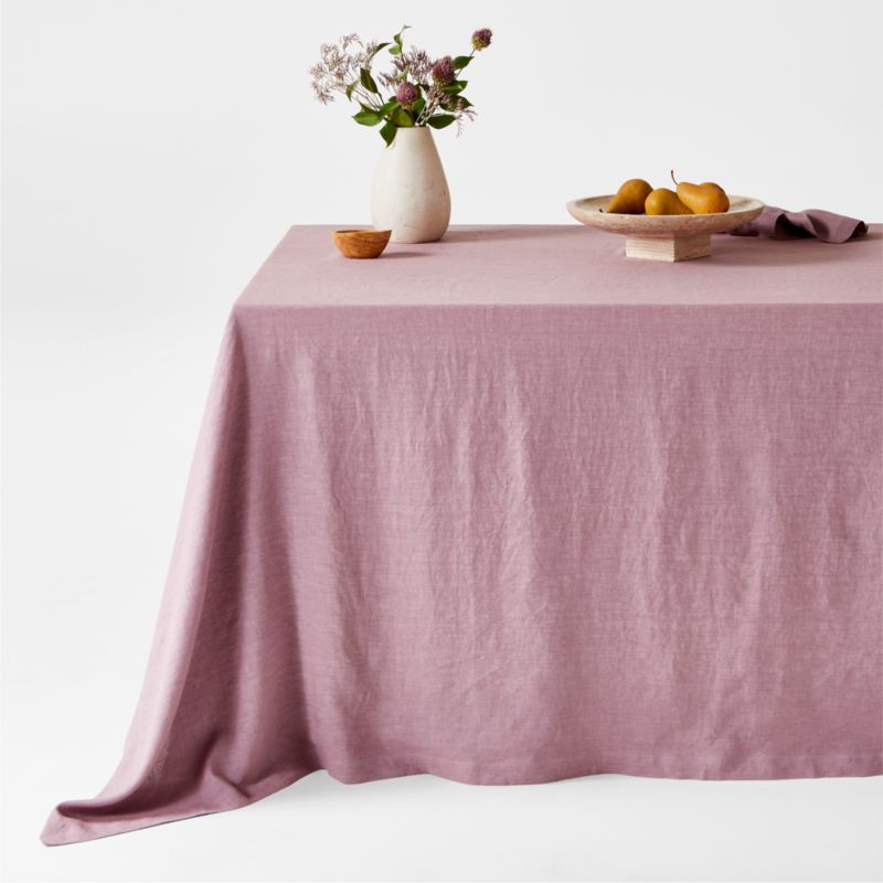 Marin Morning Mauve Oversized European Flax ®-Certified Linen Tablecloth