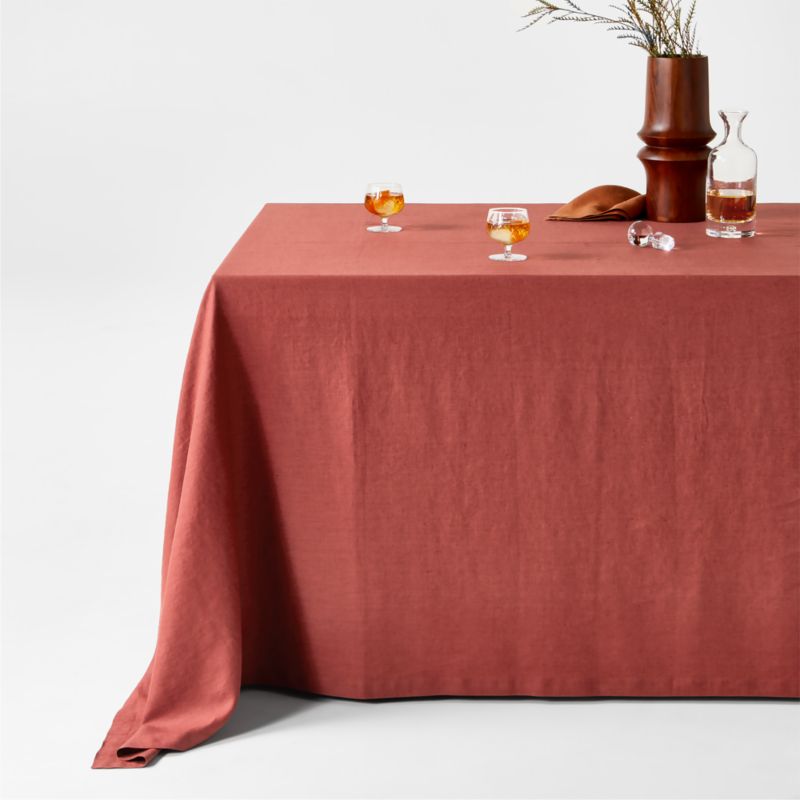 Marin Plum Red Oversized European Flax ®-Certified Linen Tablecloth