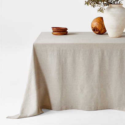 Marin Warm Natural Oversized European Flax Certified Linen Tablecloth Reviews Crate Barrel