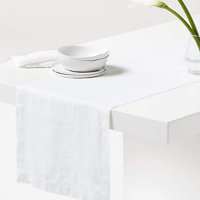 Marin 120" White EUROPEAN FLAX ™-Certified Linen Table Runner