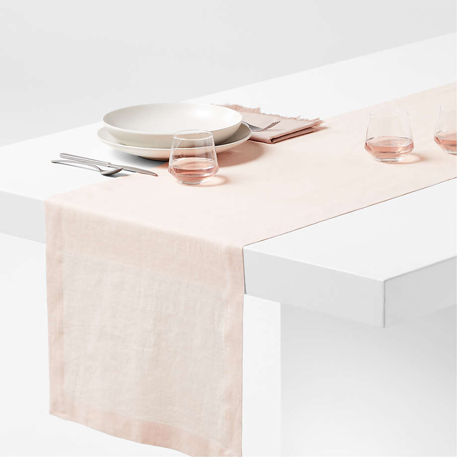 Marin 120" Elegant Pink European Flax ®-Certified Linen Table Runner