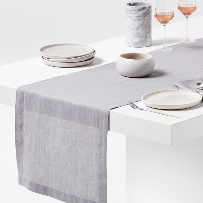 Marin 120" Metal Grey European Flax ®-Certified Linen Table Runner