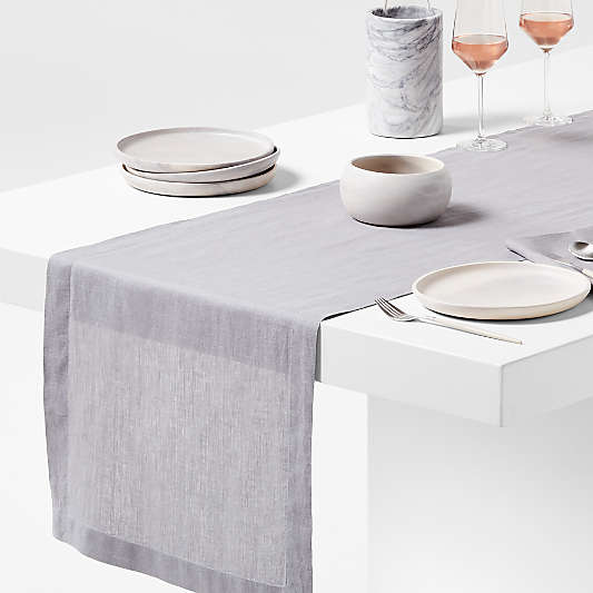 Marin 120" Metal Grey EUROPEAN FLAX ™-Certified Linen Table Runner