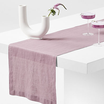 View Marin 120" Morning Mauve EUROPEAN FLAX -Certified Linen Table Runner details