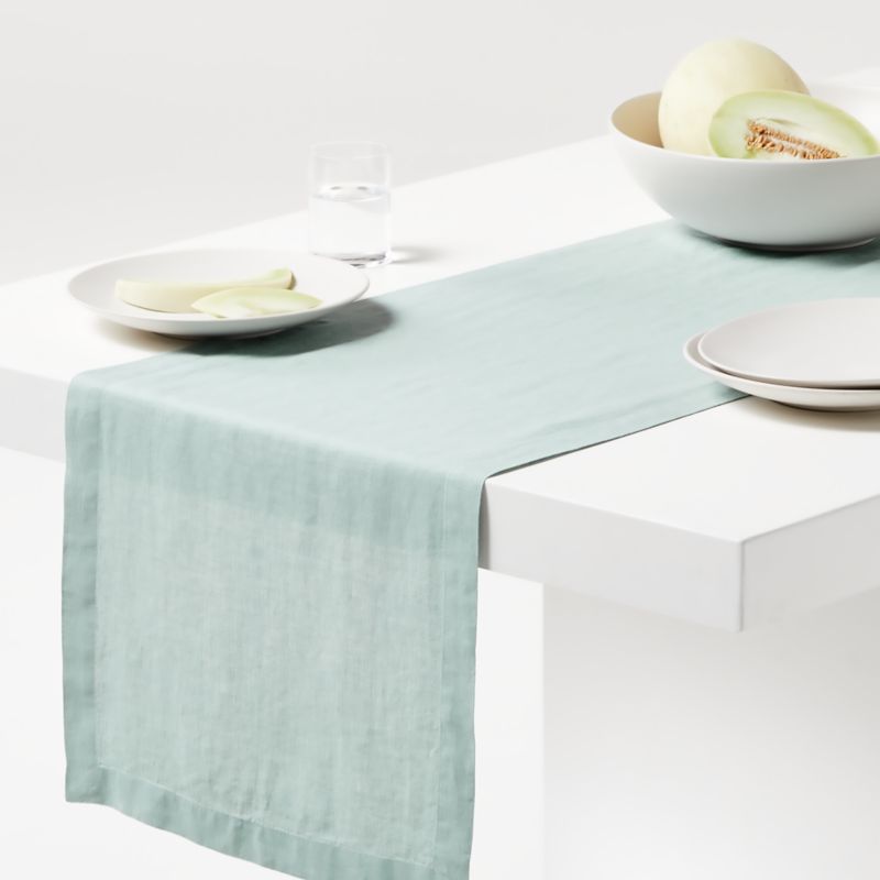 Marin 120" Quiet Blue European Flax ®-Certified Linen Table Runner