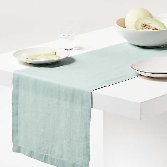 Marin 120" Quiet Blue EUROPEAN FLAX ™-Certified Linen Table Runner