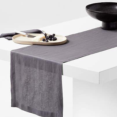 Marin 120" Storm Grey EUROPEAN FLAX ™-Certified Linen Table Runner