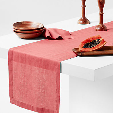 View Marin 120" Sienna Pink EUROPEAN FLAX ™-Certified Linen Table Runner details