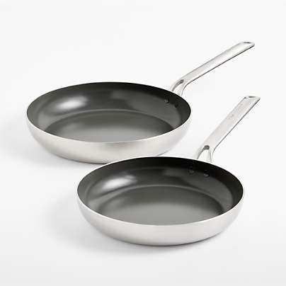 Crate & Barrel EvenCook Stainless ™ 10" and 12" Ceramic Nonstick Fry Pan Set