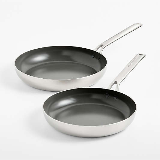 Crate & Barrel EvenCook Stainless ™ 10" and 12" Ceramic Nonstick Fry Pan Set