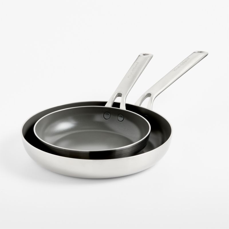 Crate & Barrel EvenCook Stainless ™ 8" and 10" Ceramic Nonstick Fry Pan Set - image 1 of 2