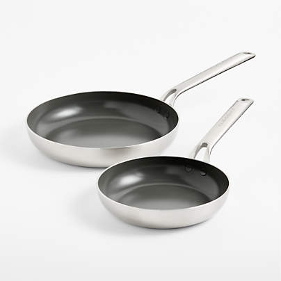 Crate & Barrel EvenCook Stainless ™ 8" and 10" Ceramic Nonstick Fry Pan Set