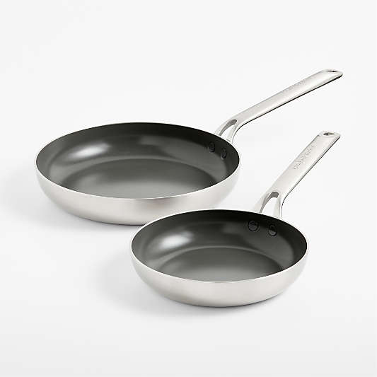 Crate & Barrel EvenCook Stainless ™ 8" and 10" Ceramic Nonstick Fry Pan Set