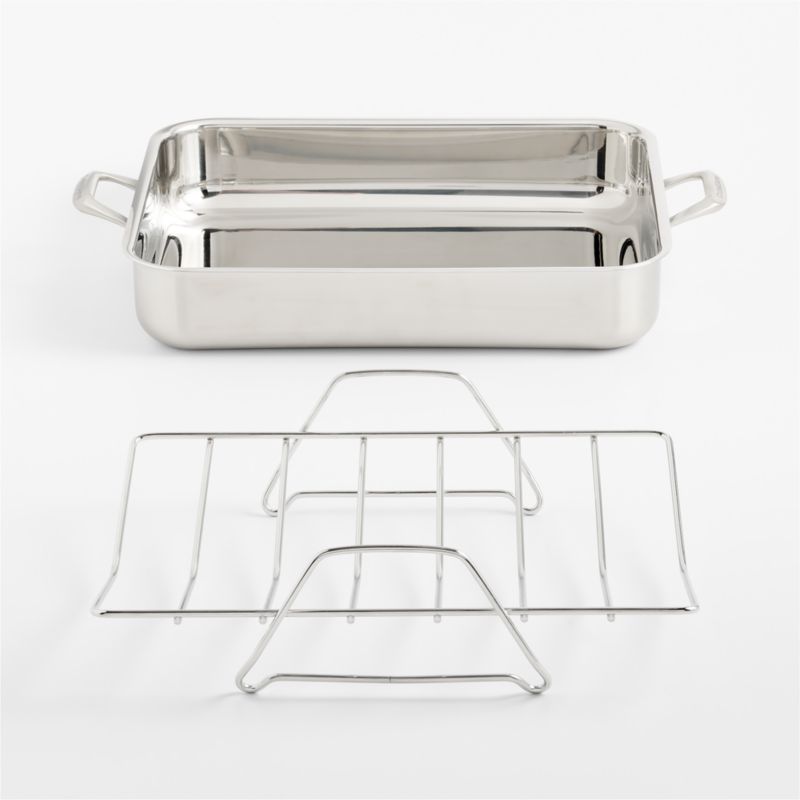 Crate & Barrel EvenCook Stainless™ Stainless Steel Roaster with Rack - image 1 of 3