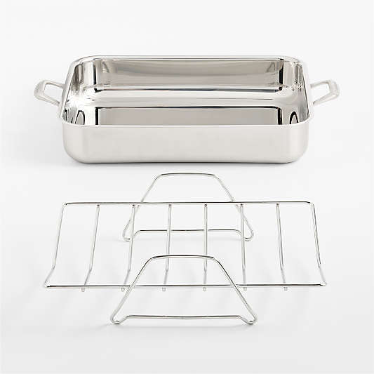 Crate & Barrel EvenCook Stainlessâ„¢ Stainless Steel Roaster with Rack