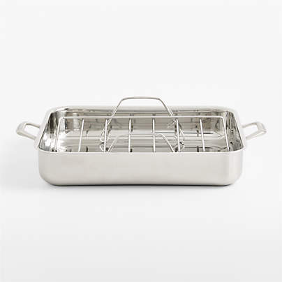 Crate & Barrel EvenCook Stainless™ Stainless Steel Roaster with Rack