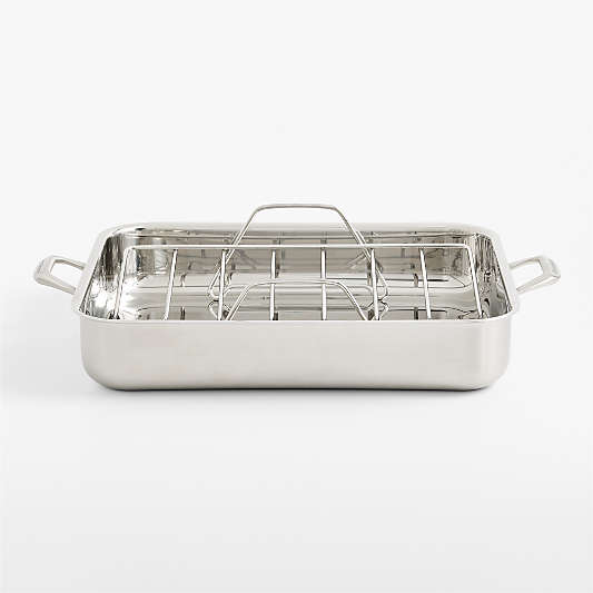 Crate & Barrel EvenCook Stainlessâ„¢ Stainless Steel Roaster with Rack