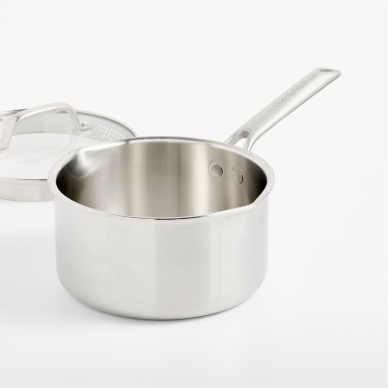 Crate & Barrel EvenCook Stainless™ 3.5-Qt. Stainless Steel Saucepan with Glass Straining Lid - image 2 of 4
